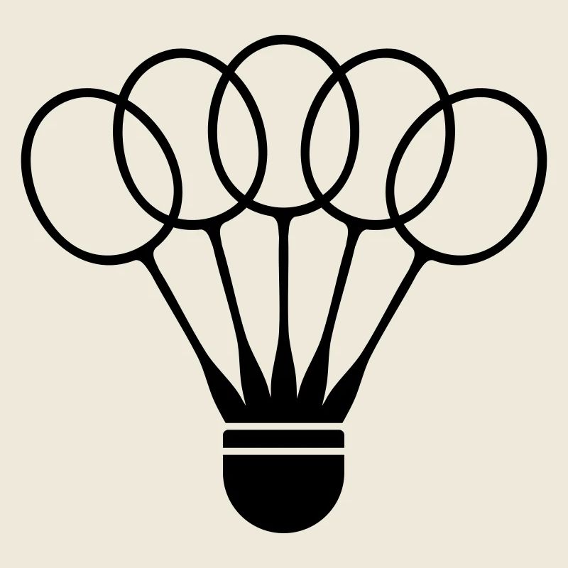 Volant de badminton avec éventail de raquettes