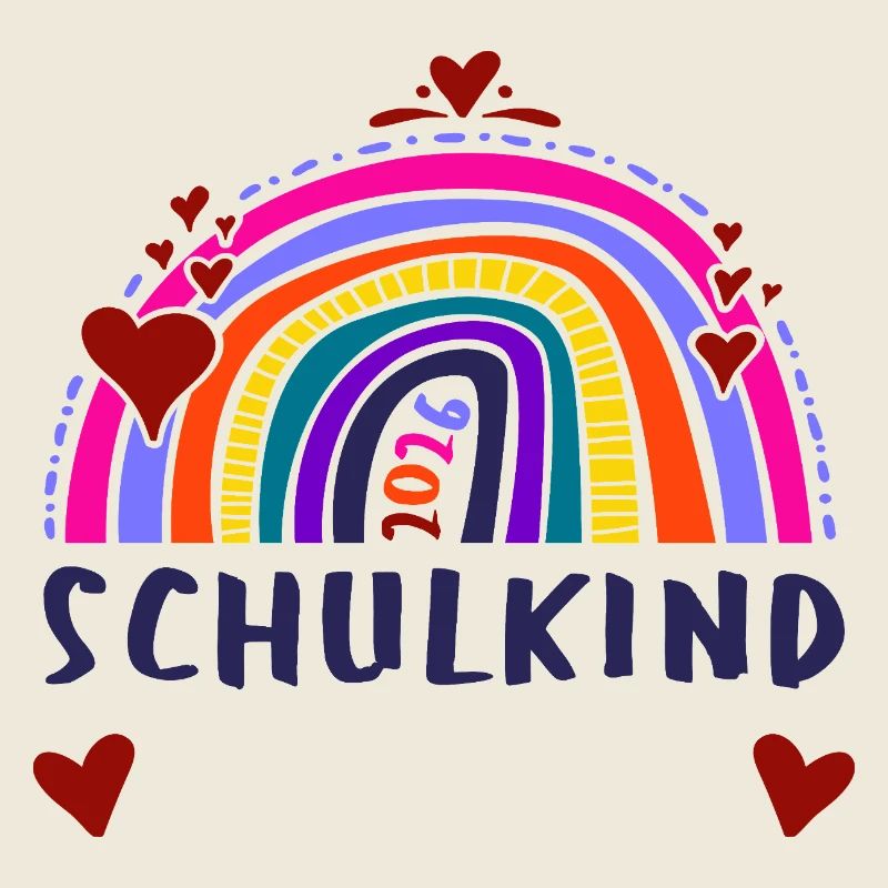 Schulkind 2026 - Regenbogen - Mit Name vom Kind