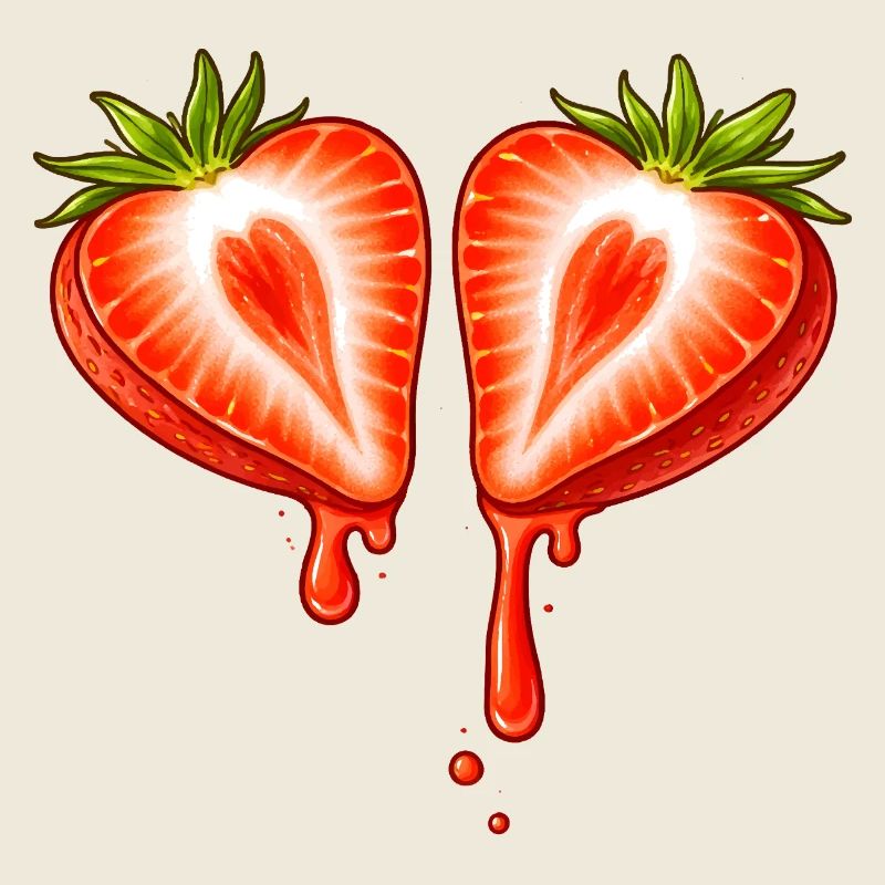 Fraise divisée en forme de cœur