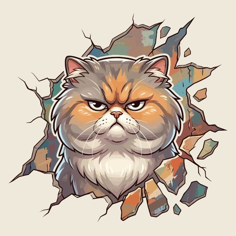 Un chat en colère franchit un mur