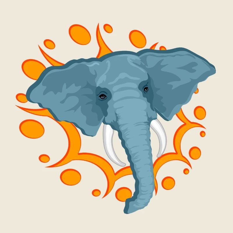 Blauer Elefant mit orangefarbenem Speichel