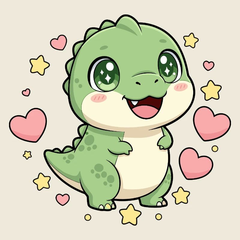 Little dinosaur with a star heart