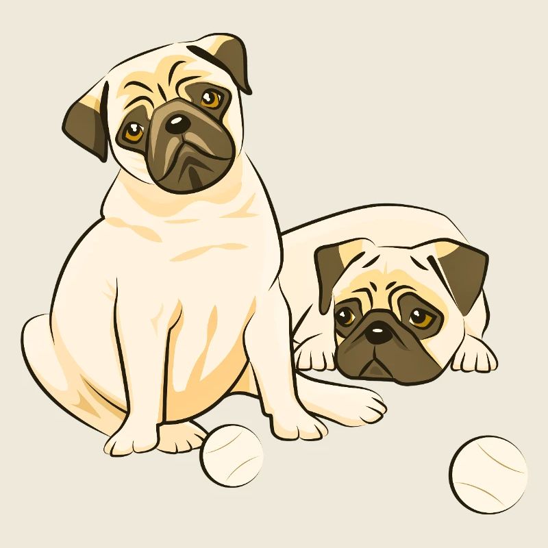Duos aus Mops, Spieler und Träumer.