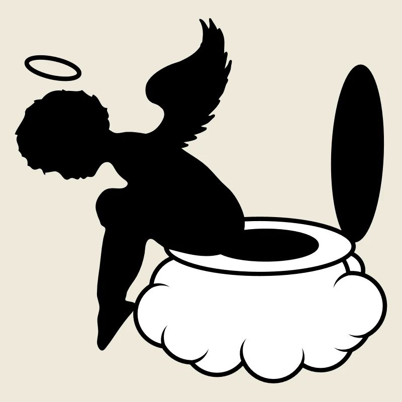 petit ange est assis sur les nuages.