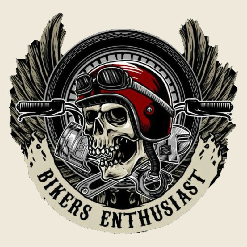 Motorcyclist, skull