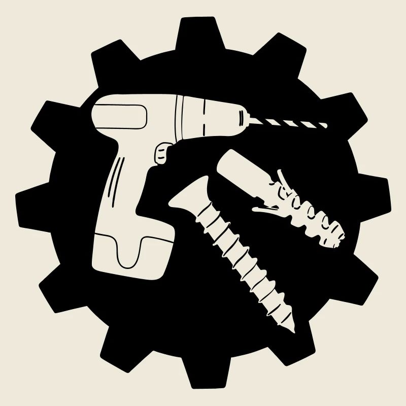 Vis de forage et logo de bouchon de travail d’équipe