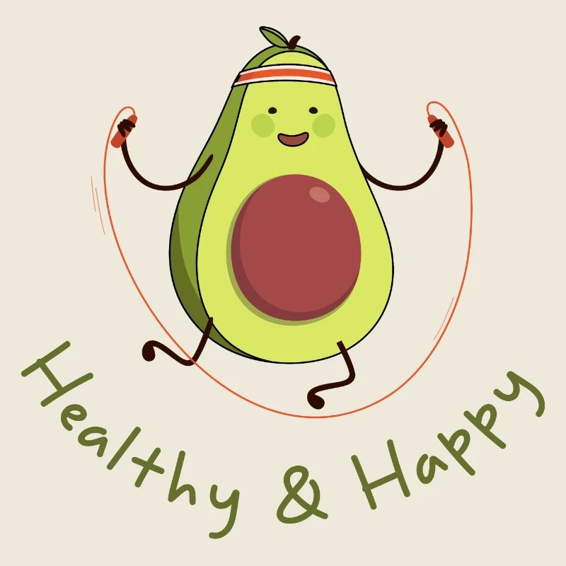 healthy & happy funny avocado