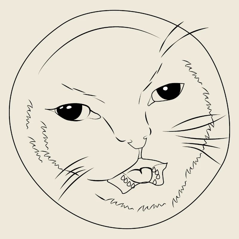 Süße lustige Katzengesicht – Hehe Cat Meme Lineart