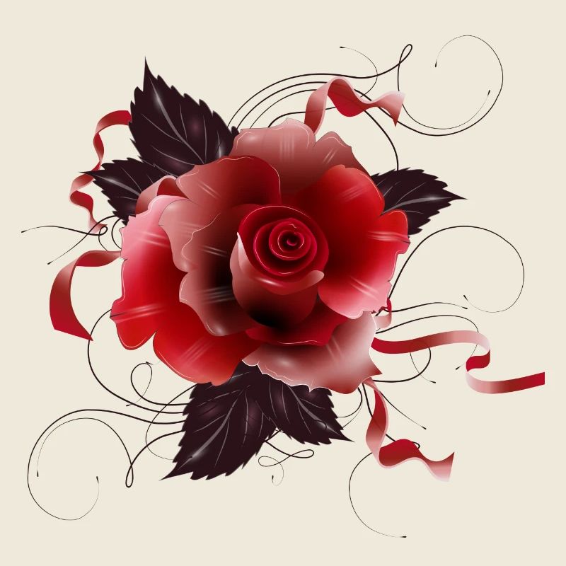 wunderschöne rote Rose mit zarten Bändern