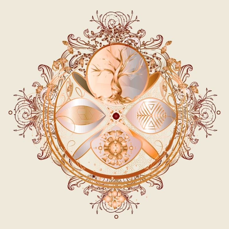 magisches Amulett, goldener Baum des Lebens Symbol