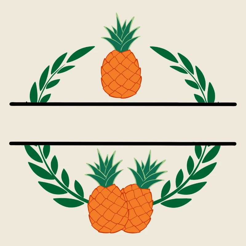 Ananas im Lorbeerkranz mit orangefarbener Ananas