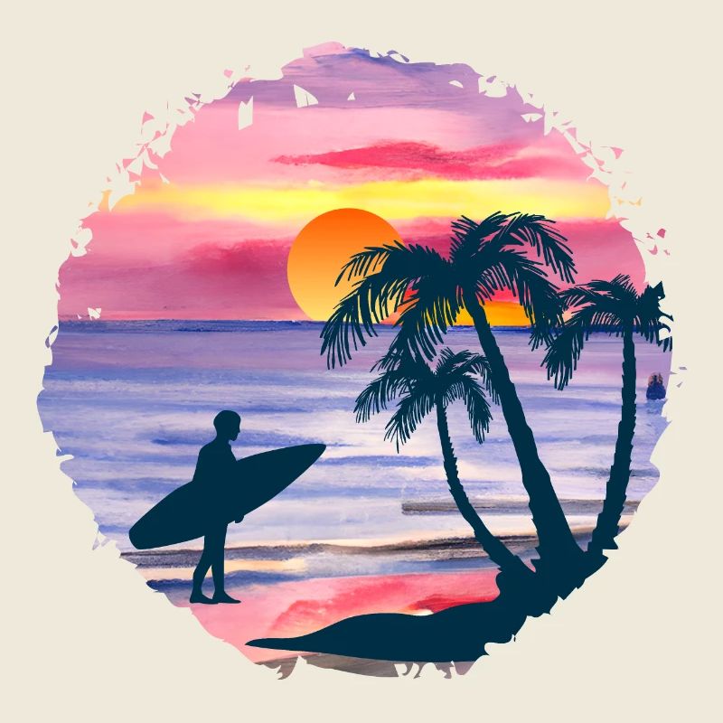 Summer Sunset Beach Watercolor