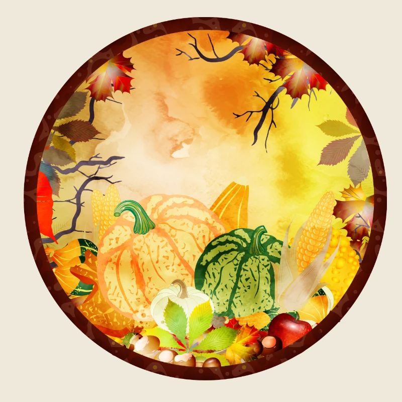 leuchtend bunter Herbst Rahmen mit Kürbisse