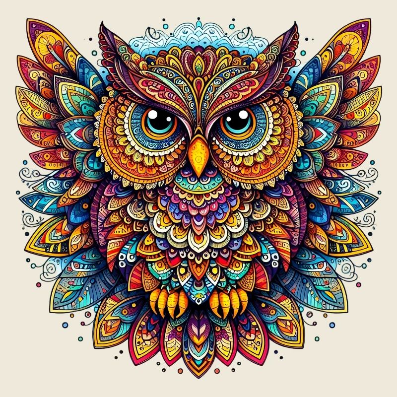 Hibou décoré de Mandalas