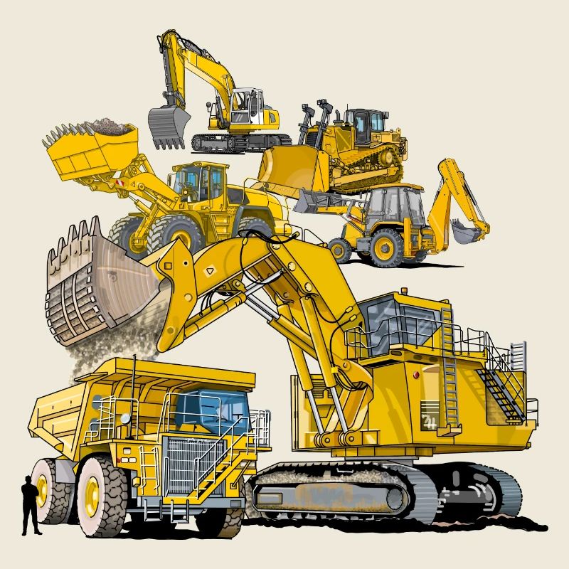 Construction site vehicles of the large kind