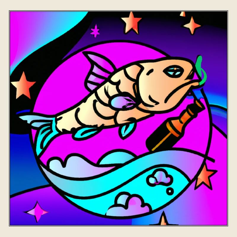 Betrunkener Vaperwave-/Retrowave-Fisch.