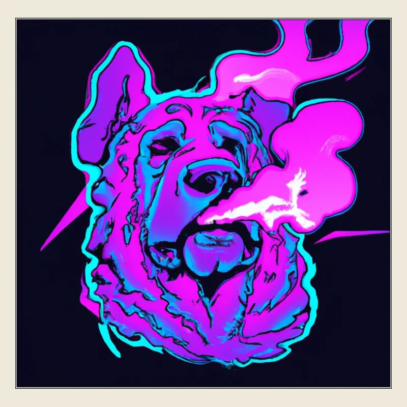 Trippy smoking dog.