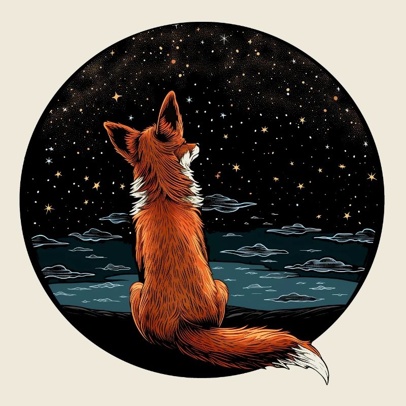 Fox with starry sky