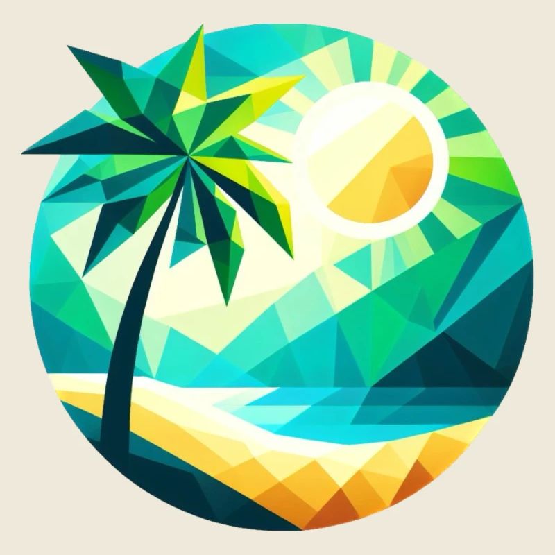 Palme in einer Bucht im Polygon-Stil