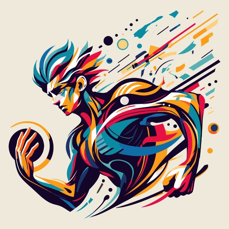 futuristic athlete in vivid colors