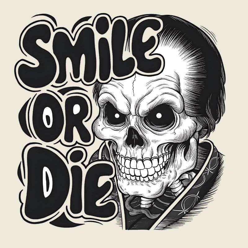 Squelette de vampire avec texte Sourire ou mourir