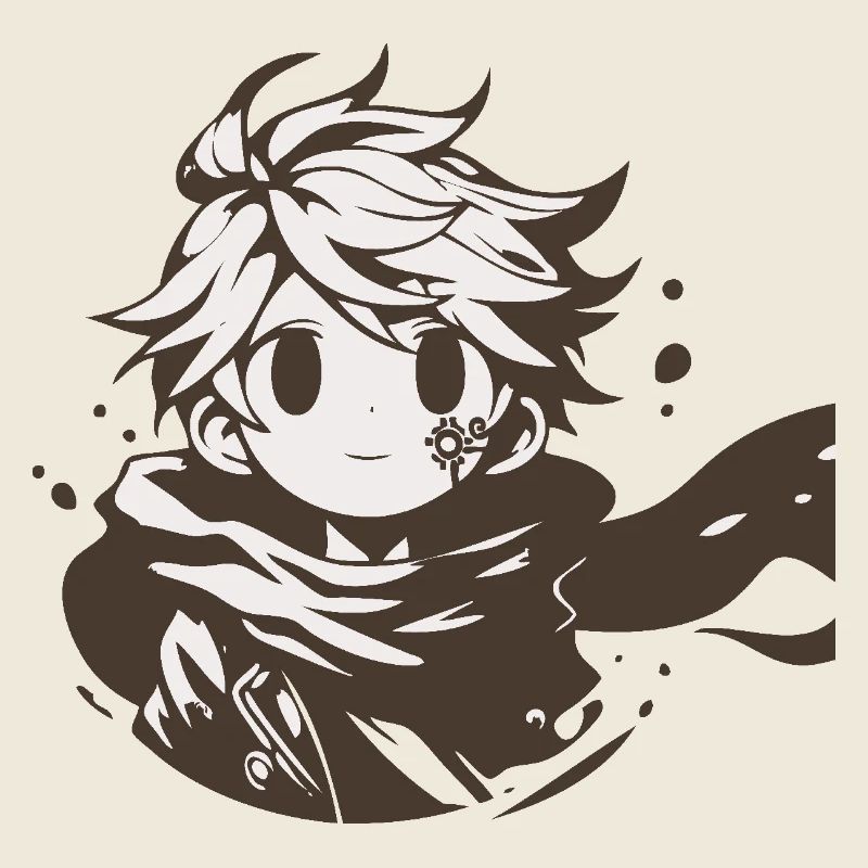 MangaCharacter with Brown Scarf