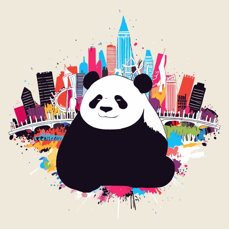 Illustration de la ligne d’horizon du panda urbain