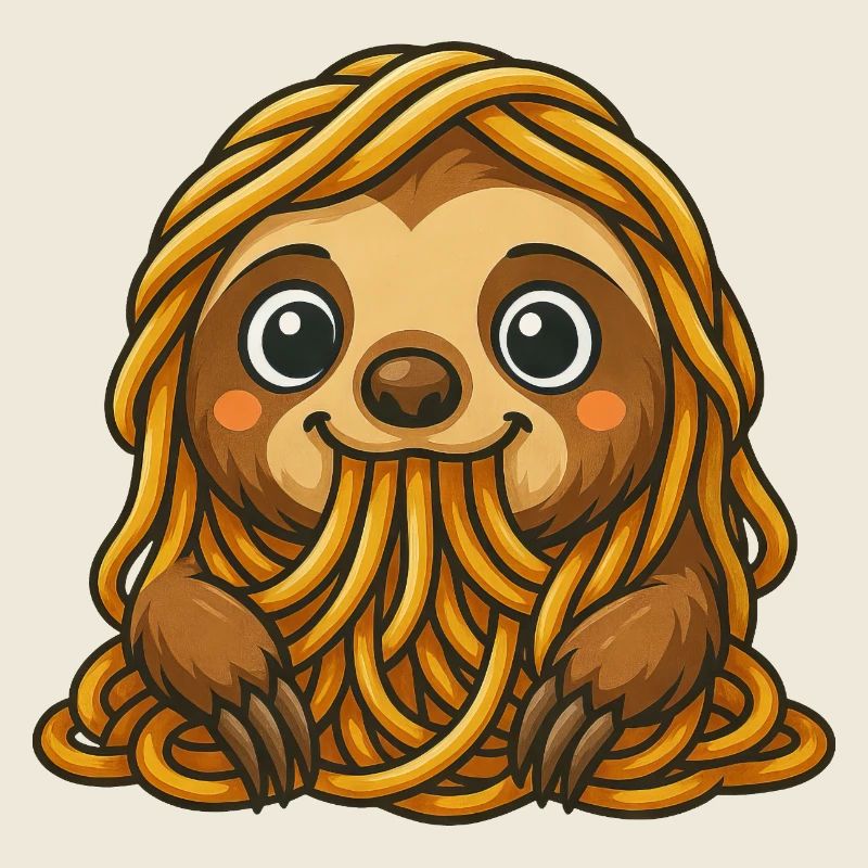 Funny Sloth Spaghetti Pasta Spill Food