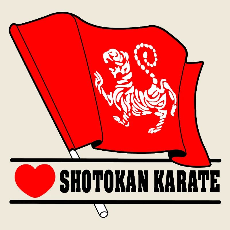 Drapeau avec tigre Shotokan karaté cœur et texte