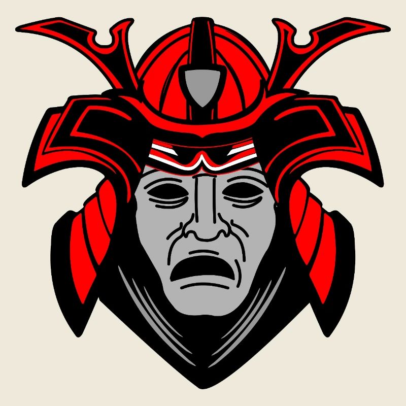 Visage de samouraï lugubre avec casque