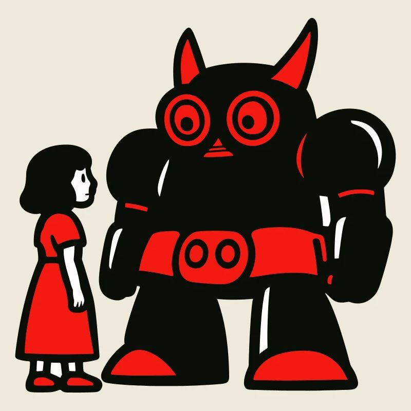 Mädchen und Roboter