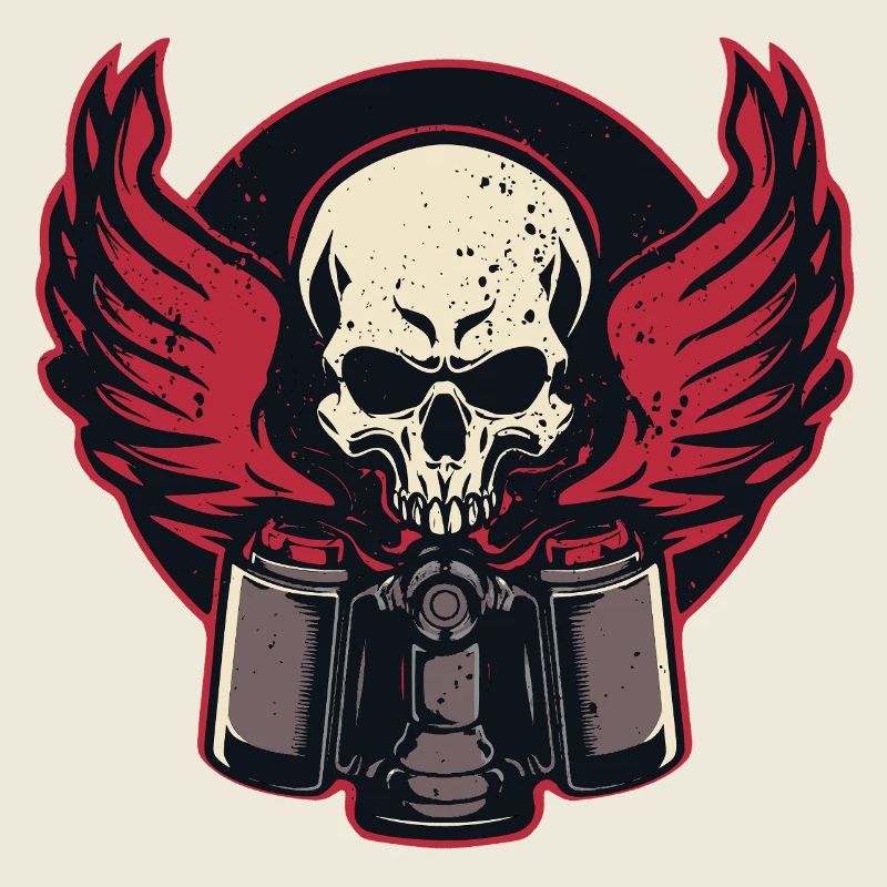 Piston Flaming Skull