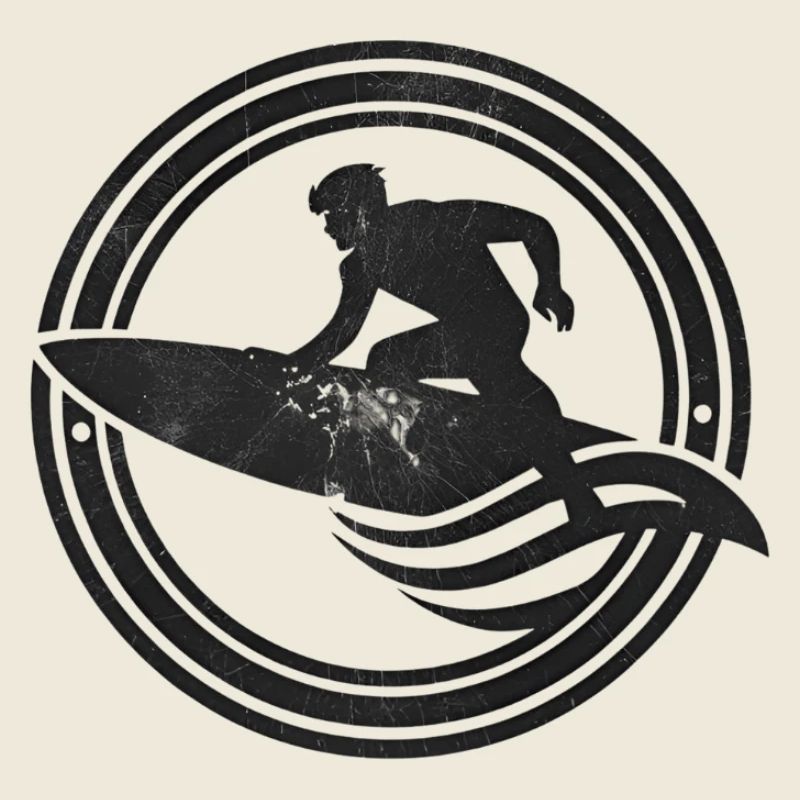 Surfer silhouette on wave