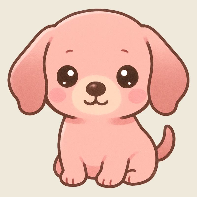 Chiot Teckel rose mignon cartoon kawaii 