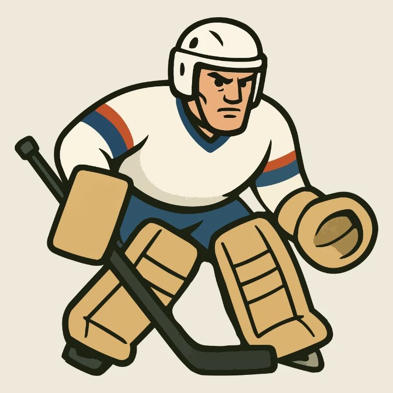 Retro Eishockey Torwart Cartoon