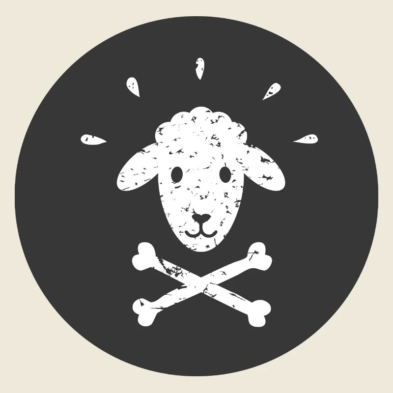 Jolly Roger Mouton Pirate sur Black Circle