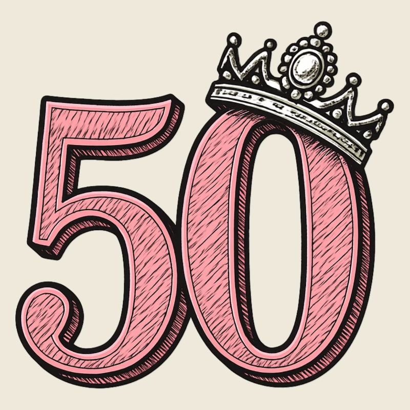 Pinke 50 mit Krone – Süßes Geburtstagsdesign