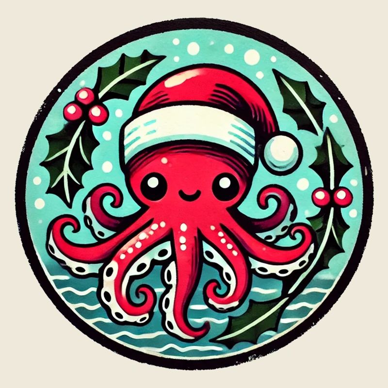 Santa Octopus Christmas Patch
