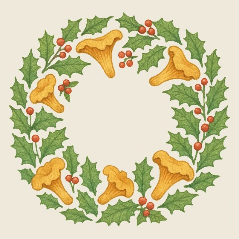 Couronne de houx et de chanterelles