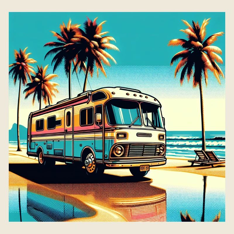 Retro Camper am Tropenstrand