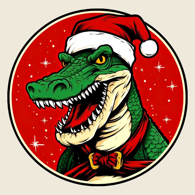 Krokodile Weihnachten / Weihnachtsmann Alligator