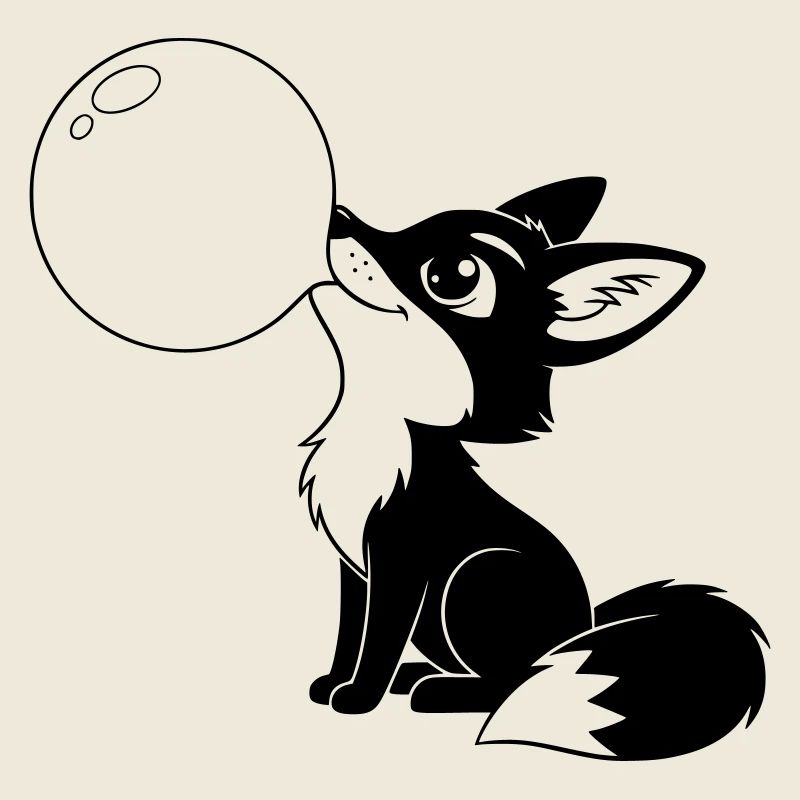 Renard avec une bulle de savon – Motif d’animal mignon