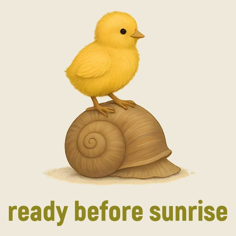 Poussin sur escargot – Repos matinal