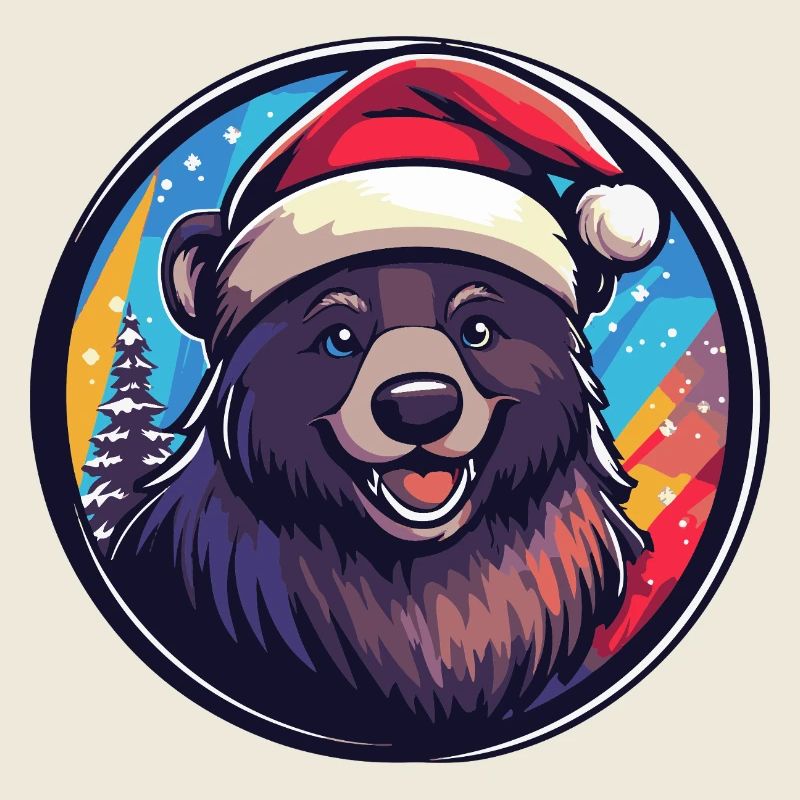 Ours avec le Père Noël Hat