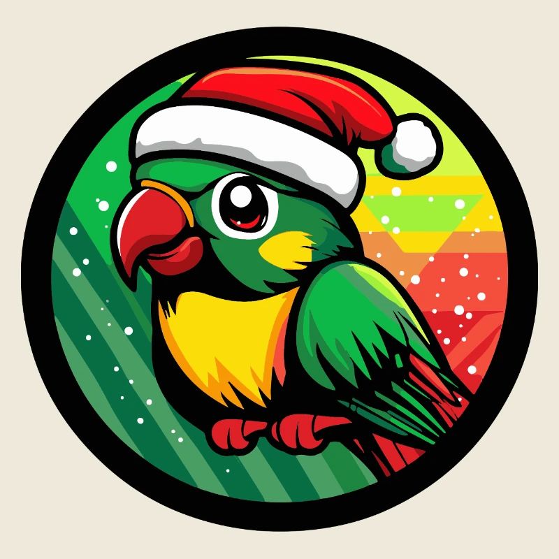 Perroquet joyeux en costume de Noël