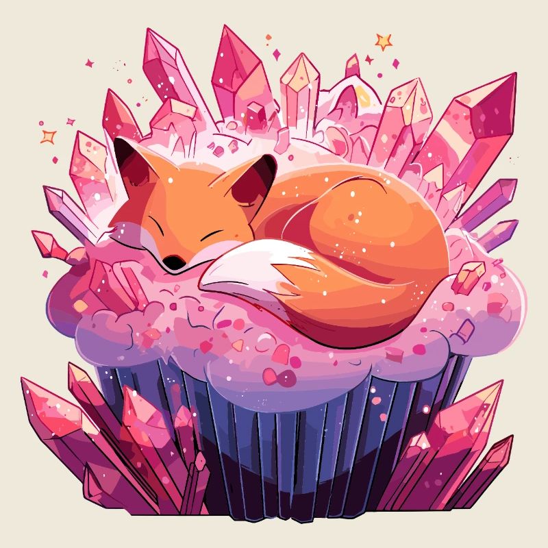 Kleiner Fuchs auf Kristall-Cupcake