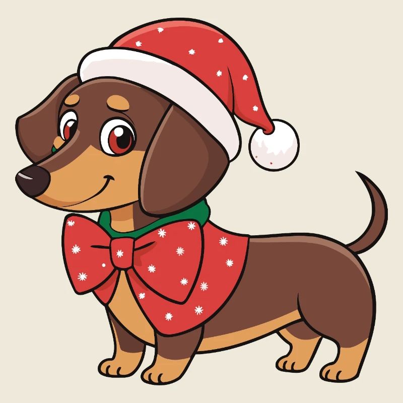 Festlicher Dackel Weihnachtsroter Schleife