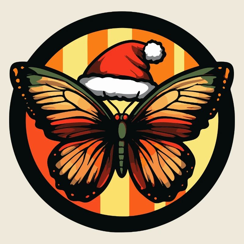Winterzauber Schmetterling mit Weihnachtsmütze