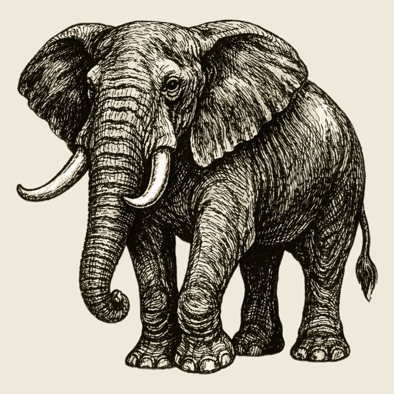 Vintage Elefant Illustration – Kraft & Natur