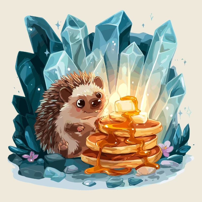 Hedgehog with golden pancakes
